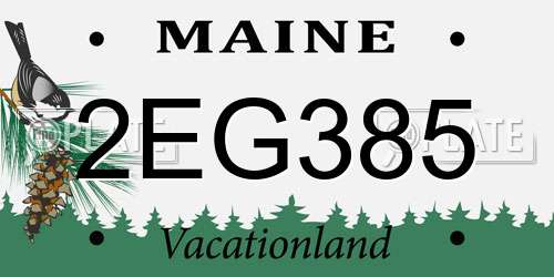 2EG385 Maine License Plate