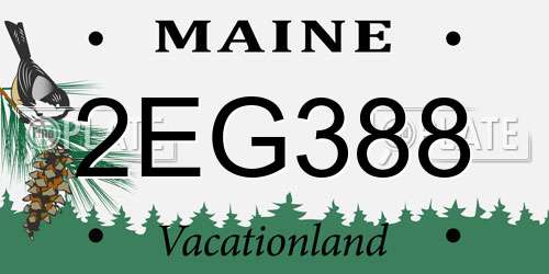 2EG388 Maine License Plate