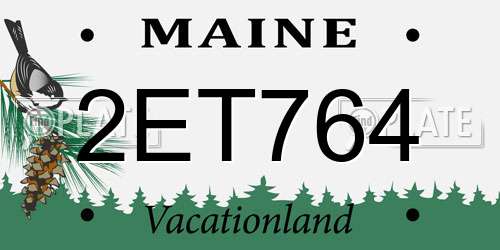 2ET764 Maine License Plate