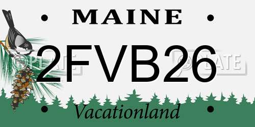 2FVB26 Maine License Plate