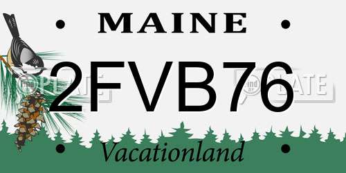 2FVB76 Maine License Plate
