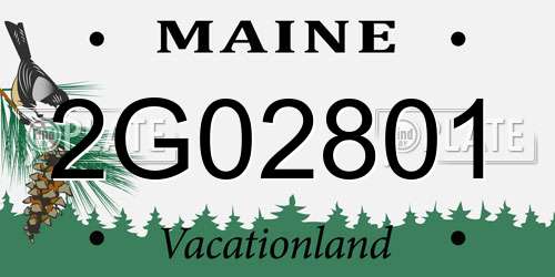2G02801 Maine License Plate