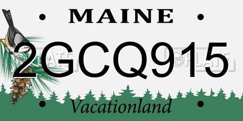 2GCQ915 Maine License Plate