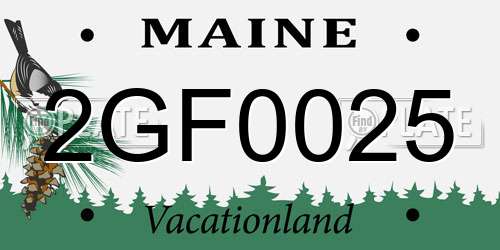 2GF0025 Maine License Plate
