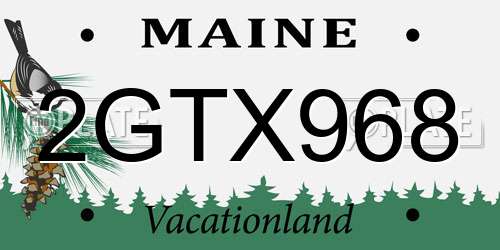 2GTX968 Maine License Plate