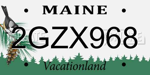 2GZX968 Maine License Plate