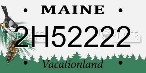 2H52222 Maine License Plate
