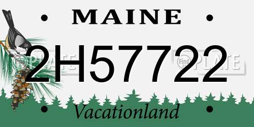 2H57722 Maine License Plate