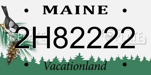 2H82222 Maine License Plate