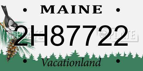 2H87722 Maine License Plate