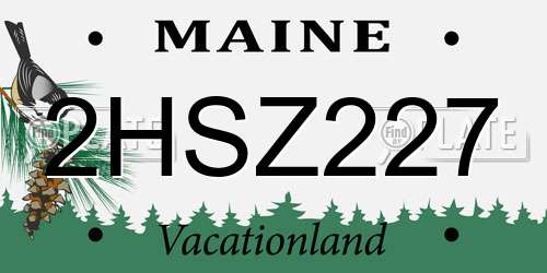 2HSZ227 Maine License Plate