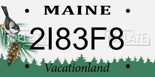 2I83F8 Maine License Plate