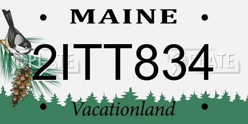 2ITT834 Maine License Plate