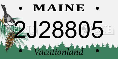 2J28805 Maine License Plate