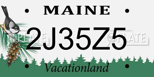 2J35Z5 Maine License Plate