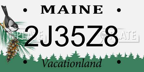 2J35Z8 Maine License Plate