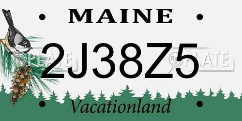 2J38Z5 Maine License Plate
