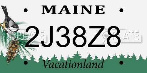 2J38Z8 Maine License Plate