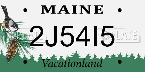 2J54I5 Maine License Plate