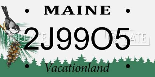 2J99O5 Maine License Plate