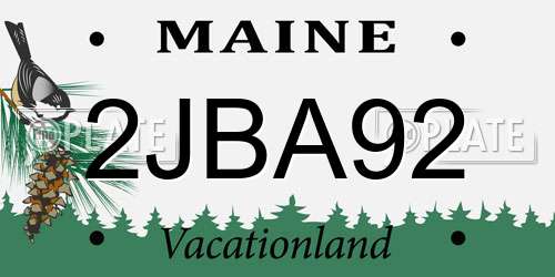 2JBA92 Maine License Plate