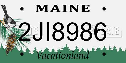 2JI8986 Maine License Plate