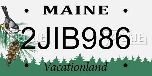 2JIB986 Maine License Plate
