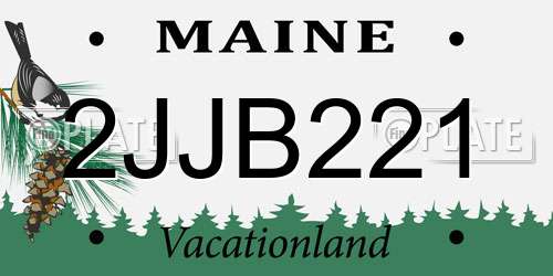2JJB221 Maine License Plate