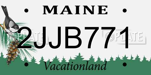 2JJB771 Maine License Plate