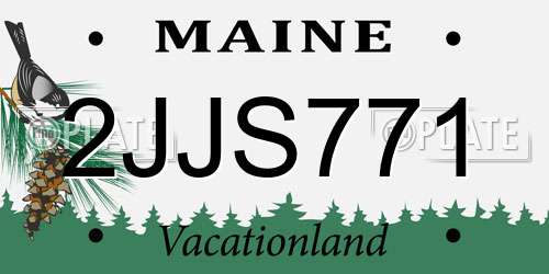 2JJS771 Maine License Plate