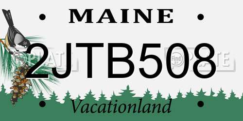 2JTB508 Maine License Plate