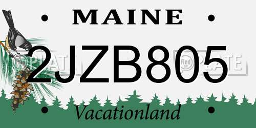 2JZB805 Maine License Plate