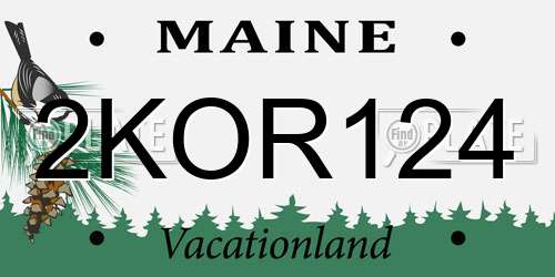 2KOR124 Maine License Plate