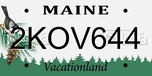2KOV644 Maine License Plate