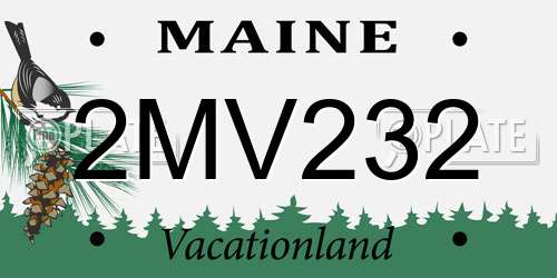 2MV232 Maine License Plate