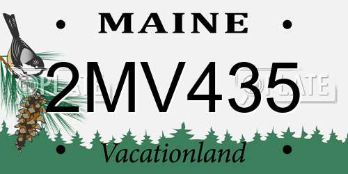 2MV435 Maine License Plate