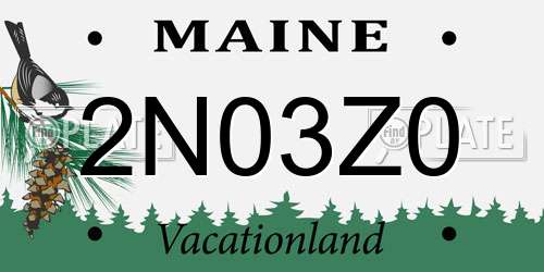 2N03Z0 Maine License Plate