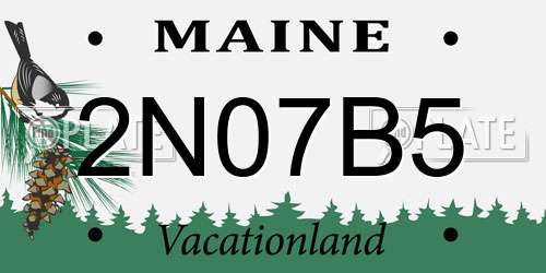 2N07B5 Maine License Plate