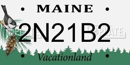 2N21B2 Maine License Plate