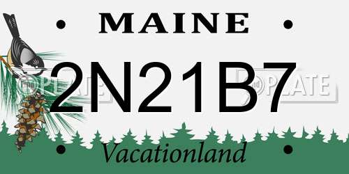 2N21B7 Maine License Plate