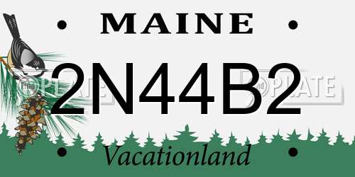 2N44B2 Maine License Plate