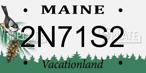2N71S2 Maine License Plate