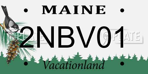 2NBV01 Maine License Plate