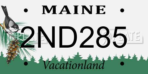 2ND285 Maine License Plate