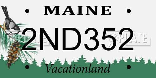 2ND352 Maine License Plate