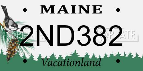 2ND382 Maine License Plate
