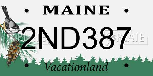 2ND387 Maine License Plate