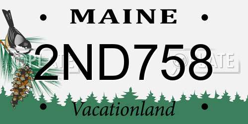 2ND758 Maine License Plate