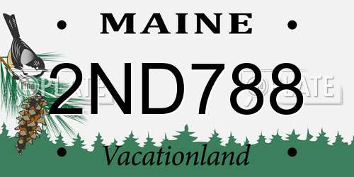 2ND788 Maine License Plate