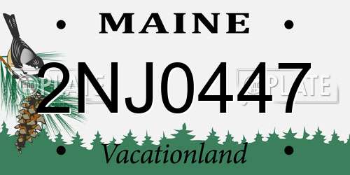 2NJ0447 Maine License Plate